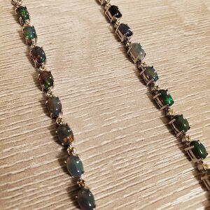 NWT Natural black opal necklace, 925 sterling silver, 18 in